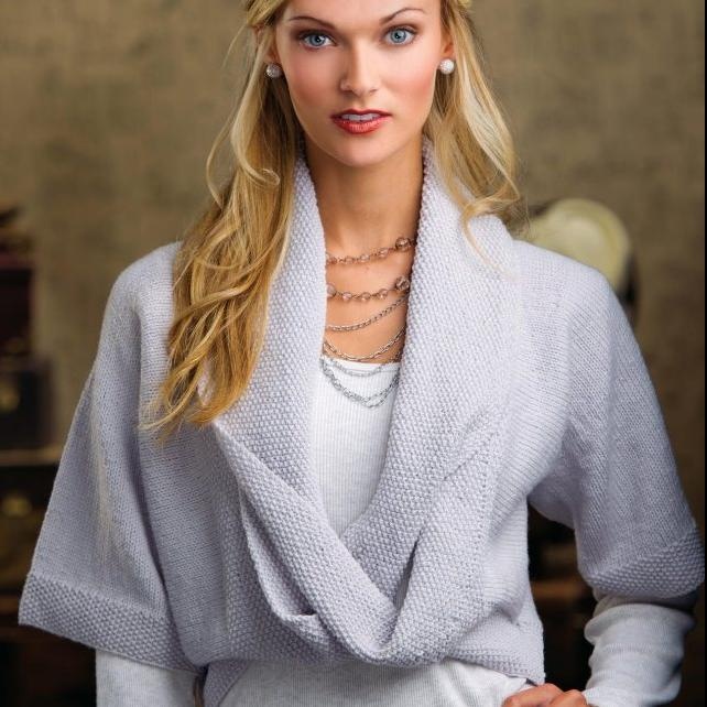 Вязание жакета с цельным шарфом снудом GUADALUPE