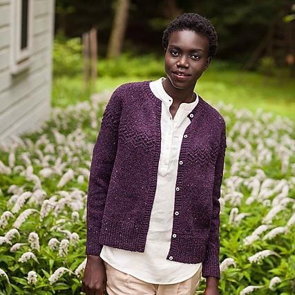 Жакет вязаный спицами из твидовой пряжи TRILLIUM