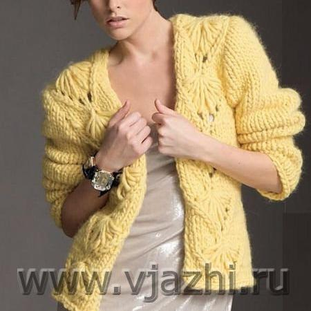 Жакет из толстой пряжи спицами