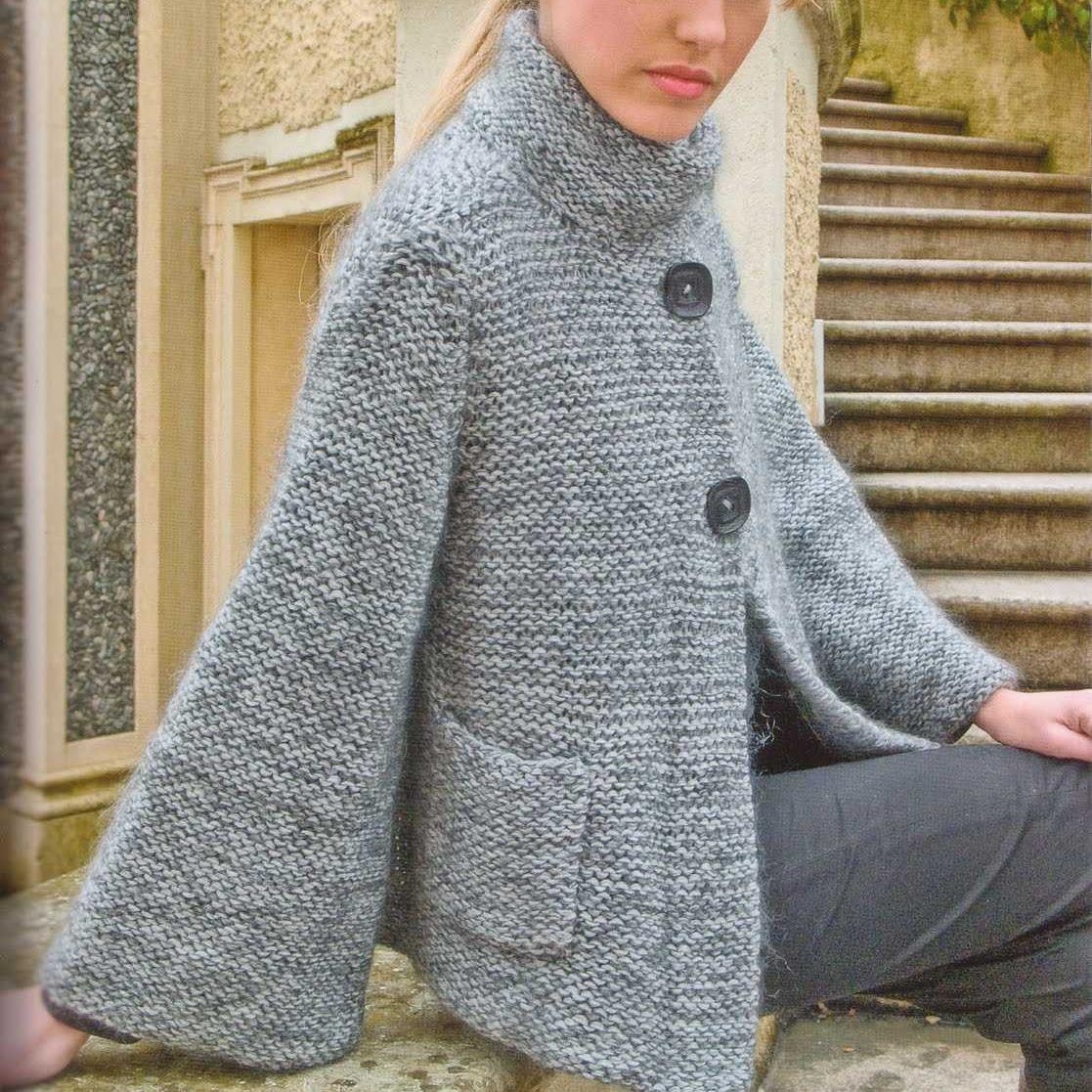 Серый жакет с широкими рукавами спицами ZARA