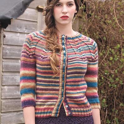 Вязаный кардиган с круглой кокеткой Herringbone Yoke