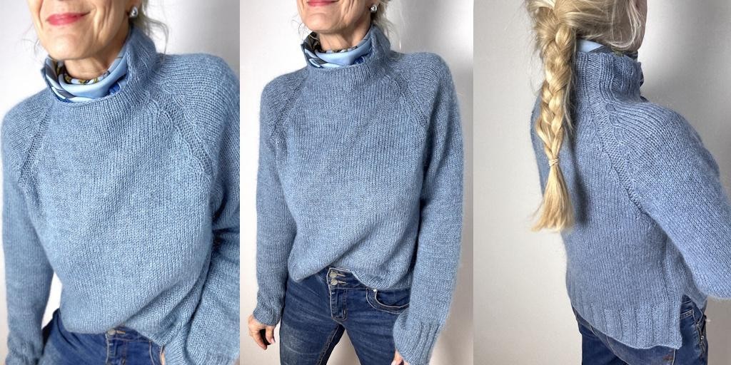 Пуловер лицевой гладью спицами без швов