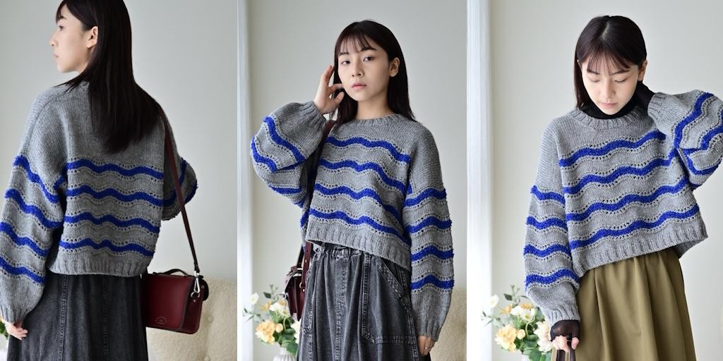 Свитер оверсайз в технике японского плеча спицами