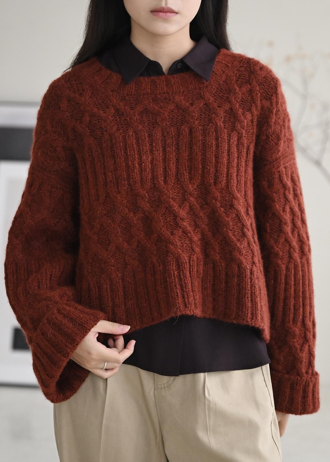 Пуловер с косами для многослойных комплектов