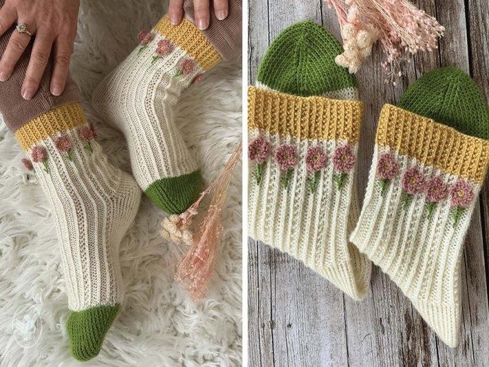 Носки спицами от резинки