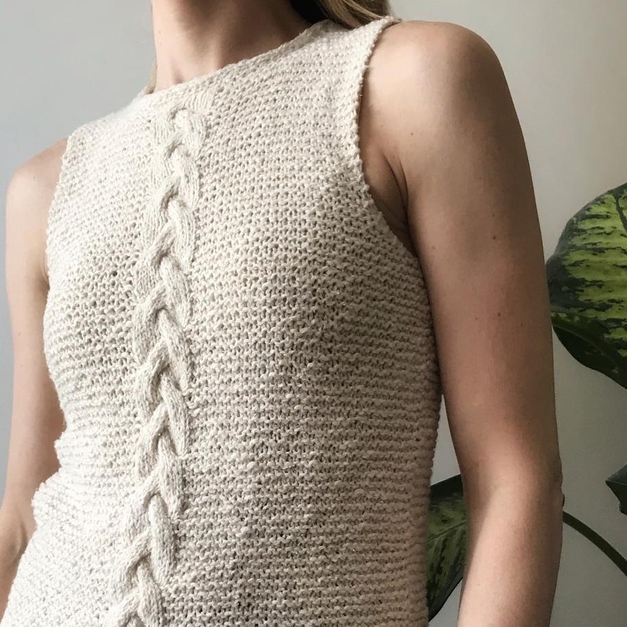 Простой топ спицами платочной вязкой