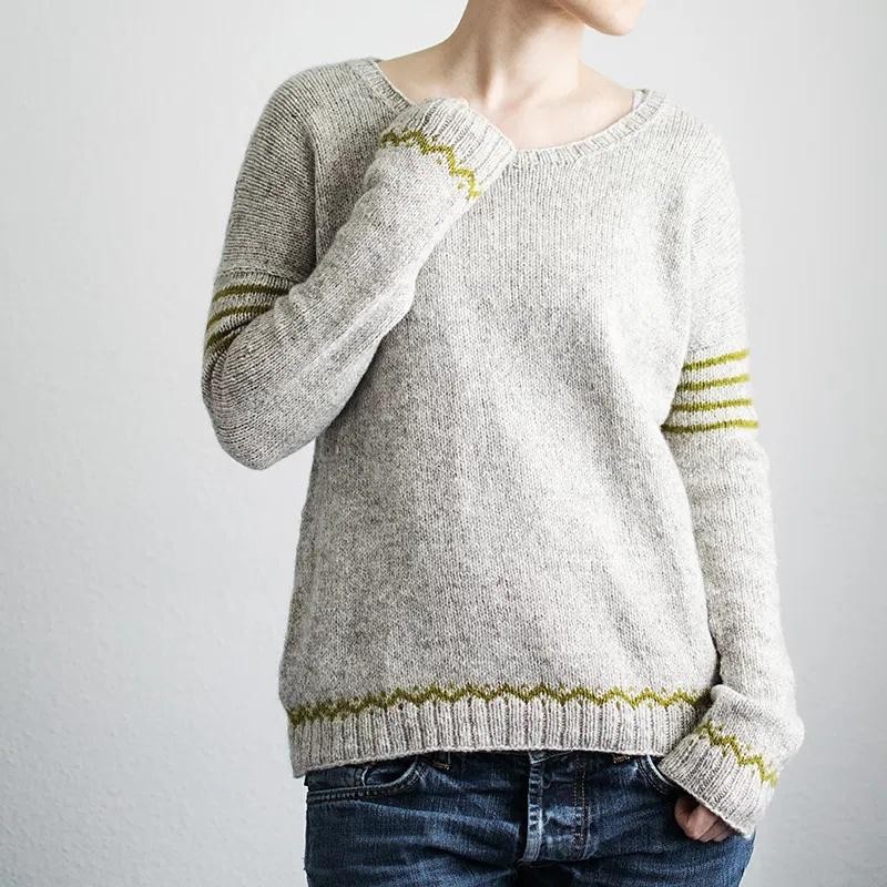 Базовый пуловер с жаккардовыми мотивами Docks вязанный спицами