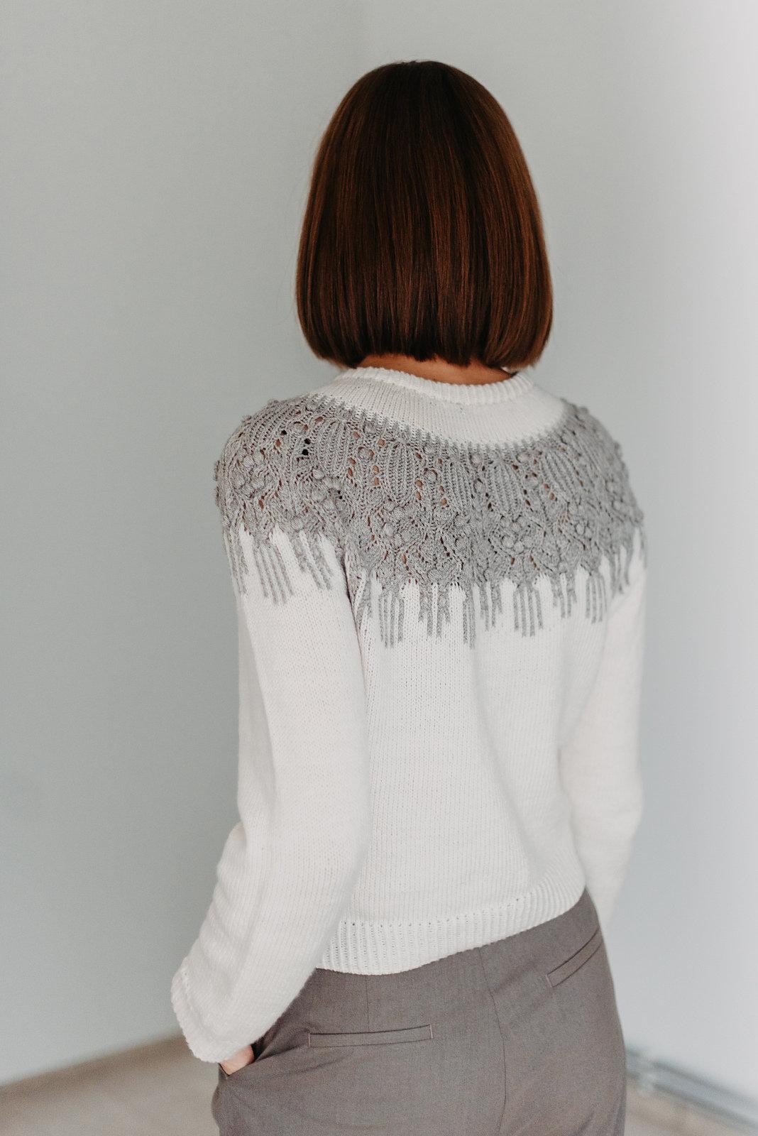 Круглая кокетка спицами схемы и описание