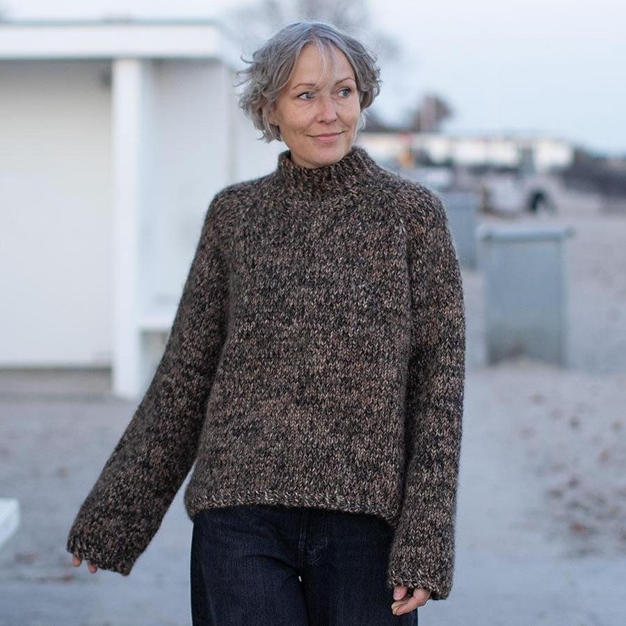 Теплый свитер реглан вязаный спицами сверху Jilli Jam