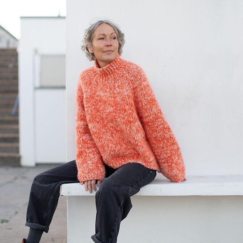 Теплый свитер реглан вязаный спицами сверху Jilli Jam