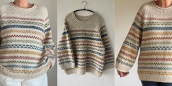 Жаккардовый оверсайз пуловер спицами