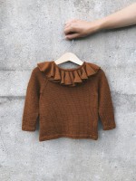 Детский пуловер спицами с рюшей