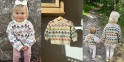 Вязаный детский пуловер с цветами