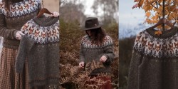 Вязаный пуловер с лисичками