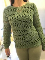 Женский пуловер крючком ажурный