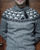 Мужской свитер спицами с круглой кокеткой
