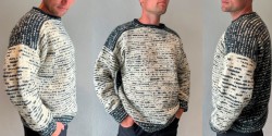 Мужской двухцветный пуловер спицами