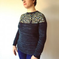 Пуловер с жаккардовой кокеткой схема