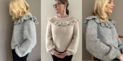 Вязаный пуловер с оборкой
