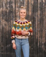 Разноцветный пуловер спицами