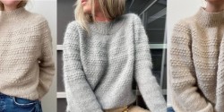 Вязаный спицами женский свитер с мохером
