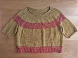 Пуловер в японском стиле, связанный спицами сверху вниз