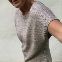Женский пуловер с коротким рукавом, связанный спицами из шелка