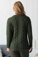 Спина пуловера с узором ажурными ромбами