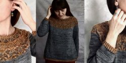Пуловер с кокеткой спицами схема и описание
