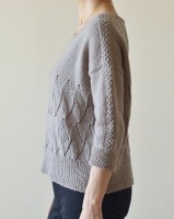 Женский пуловер плечо-погон спицами сверху описание