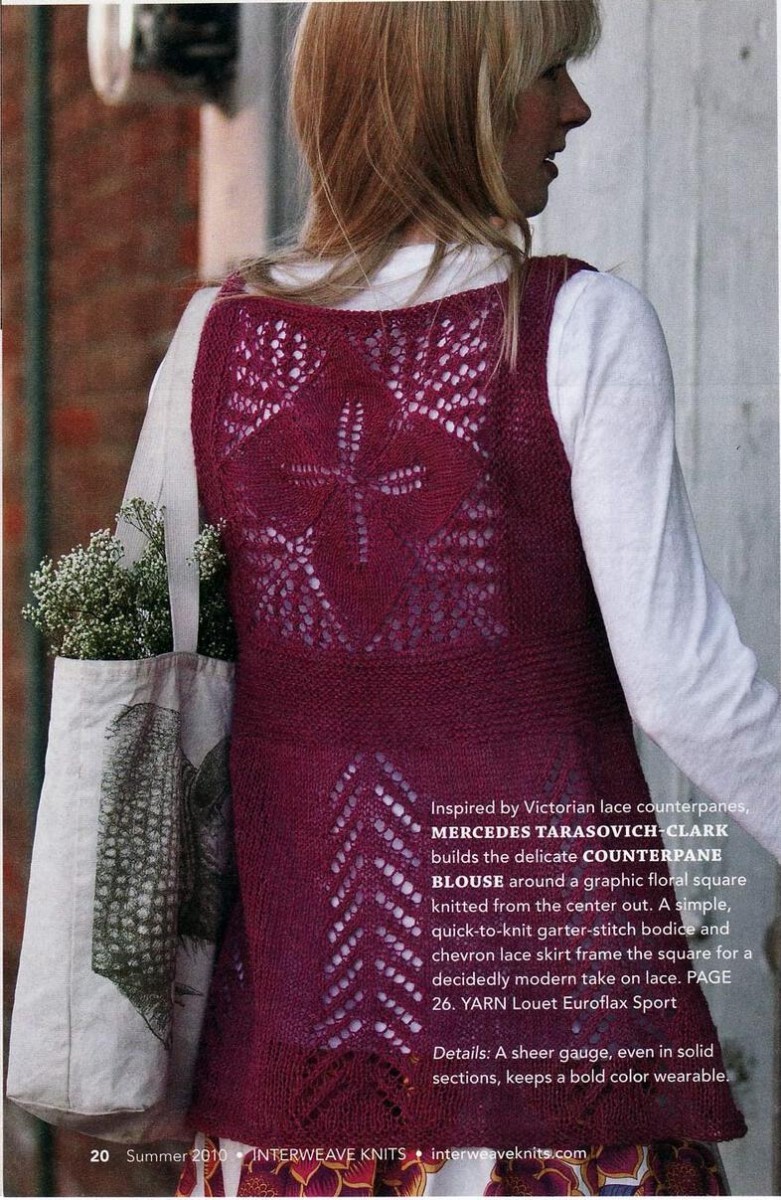 Вязаная спицами женская туника "Counterpane" - Вяжи.ру