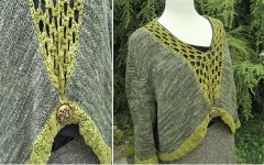Стильный пуловер спицами с планкой филейной сеткой крючком
