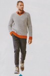 Вязание для мужчин пуловера спицами Grigio e arancio