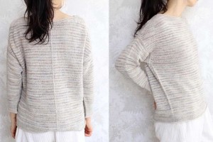 Новая модель пуловера от японского дизайнера Eri из пряжи двух близких спокойных оттенков