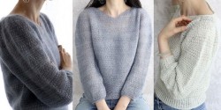 Женский пуловер из тонкого мохера оригинальной вязки
