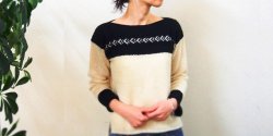 Пуловер с рисунком спицами