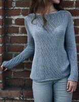 Женский пуловер рельефным узором спицами с описанием