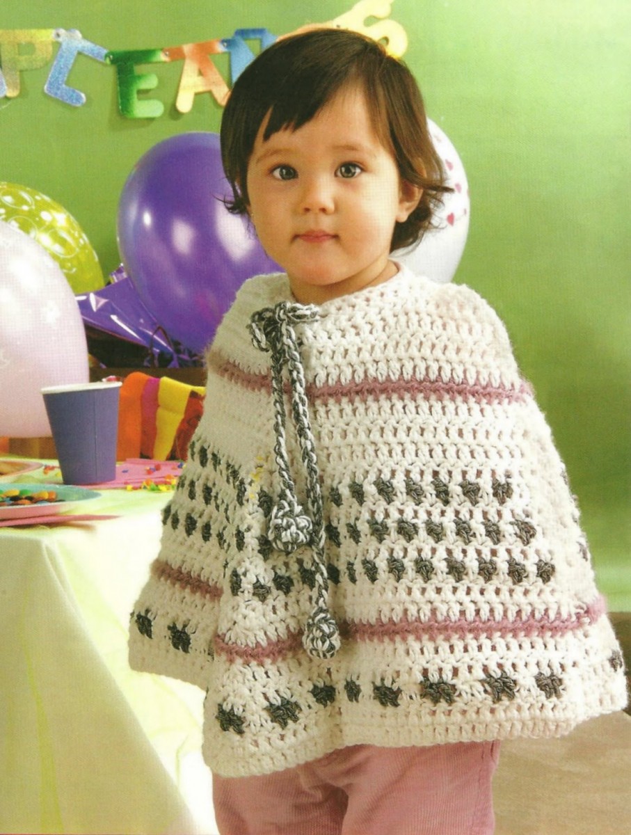 Вязание пончо для девочки Con Pompones - Вяжи.ру