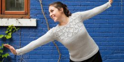 Вязание для женщин пуловера с ажурной кокеткой