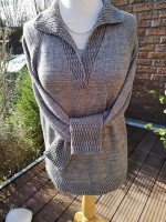 Модный пуловер поло спицами как связать