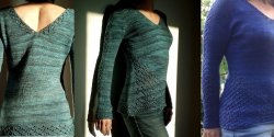 Пуловер с ажурными вставками спицами