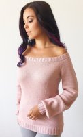 Вязание спицами пуловера с открытыми плечами