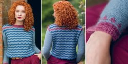 Пуловер с волнистым узором спицами