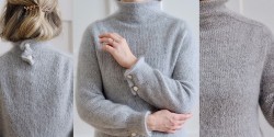 Женский пуловер из мохера без швов спицами