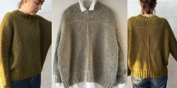 Пуловер поперечным вязанием спицами