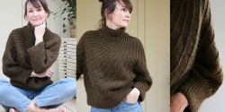 Женский пуловер оверсайз без швов спицами