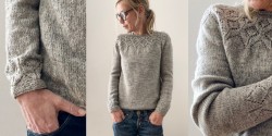 Пуловер с круглой кокеткой спицами, схема и описание