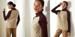 Пуловер с контрастными рукавами резинкой спицами