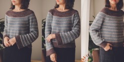 Пуловер с круглой кокеткой спицами
