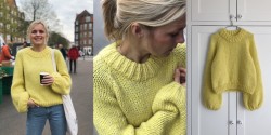 Женский пуловер, связанный спицами из толстой пряжи
